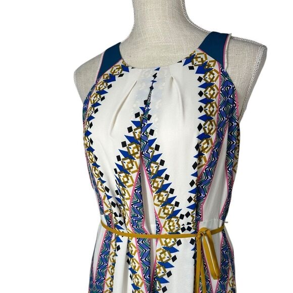 Anthropologie Maeve Pakpao Geometric Print Belted Boho Maxi Dress - Picture 7 of 13